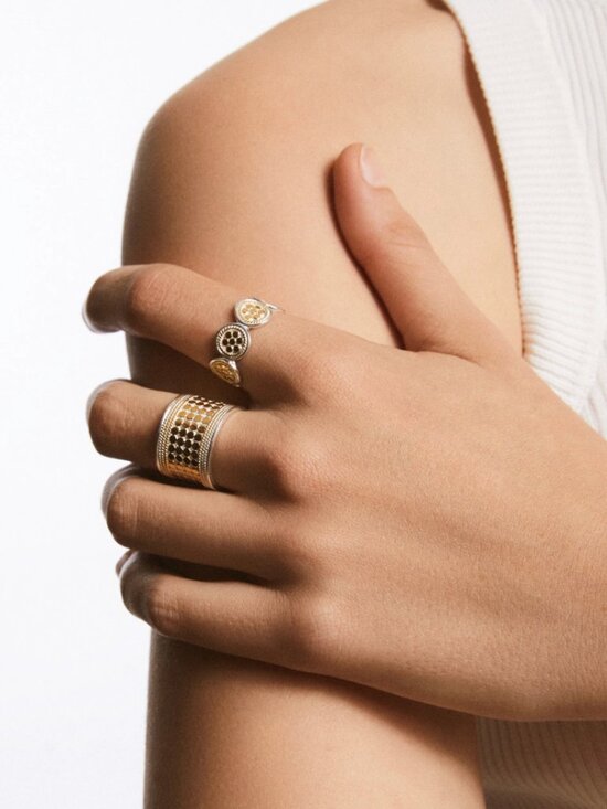 Anna Beck Classic Band Ring Womens 10 Two Tone 18K Gold .925 Sterling Silver - Picture 2 of 11